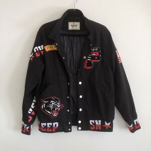 KLEEP Padded Varsity Coaches Jacket No Size Tag M/L  Description For Measurement